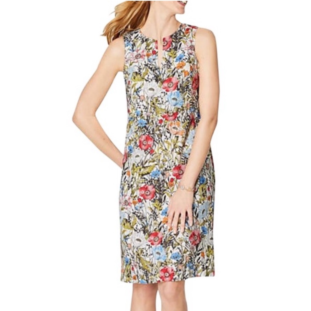 J. Jill Floral Seamed Linen Casual  Dress